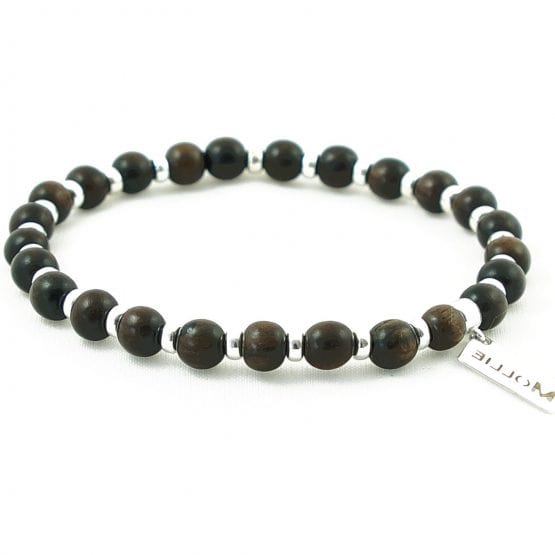 Bransoletka drewniane koraliki wood & silver