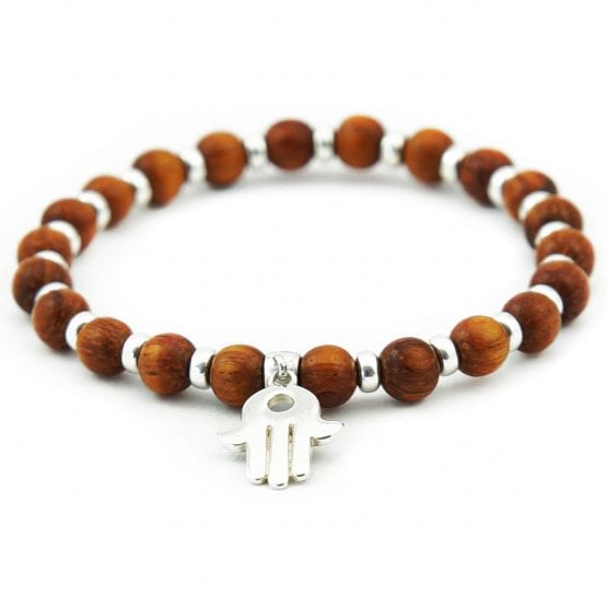 Bransoletka drewniane koraliki wood & silver