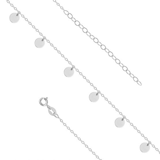 Bransoletka na nogę z kółeczkami srebrna