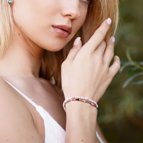 Bransoletka ENERGY opal różowy/rodonit