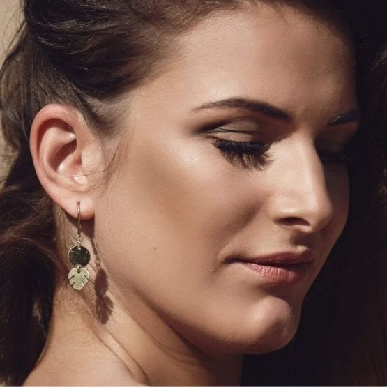 Kolczyki MINI MONSTERA z kółkiem