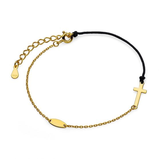 Bransoletka z krzyżykiem łańcuszek/sznurek