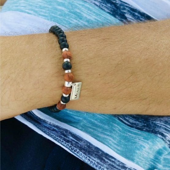 Bransoletka drewniane koraliki ebony&bayong wood