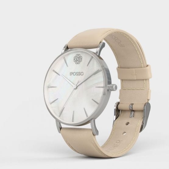 Zegarek PEARLY silver beige