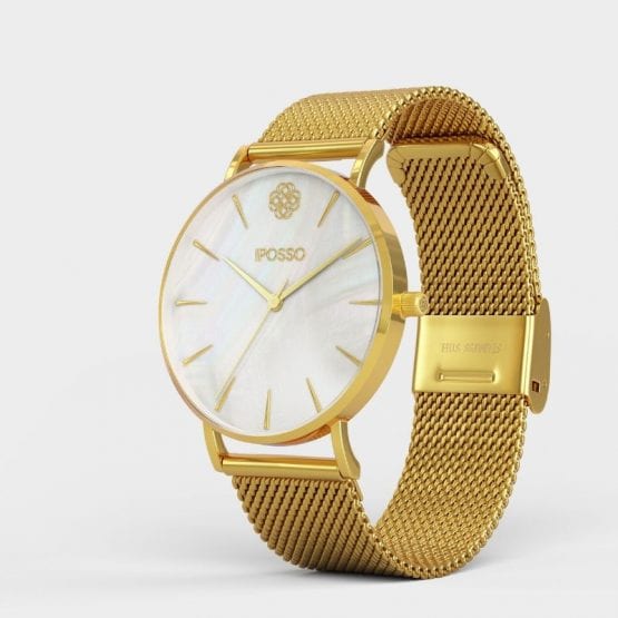 Zegarek PEARLY gold mesh