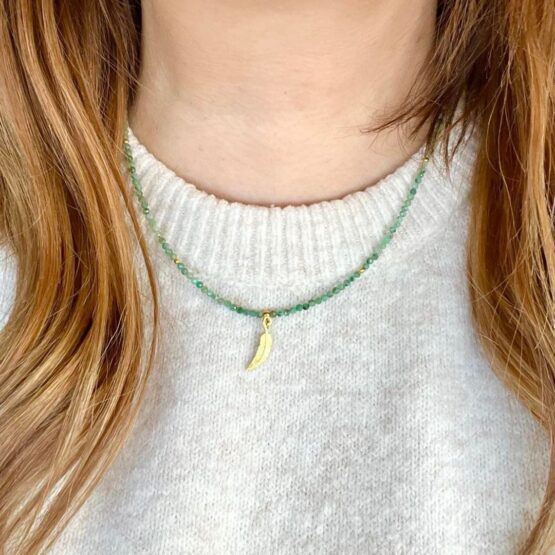 Naszyjnik FEATHER ze szmaragdami