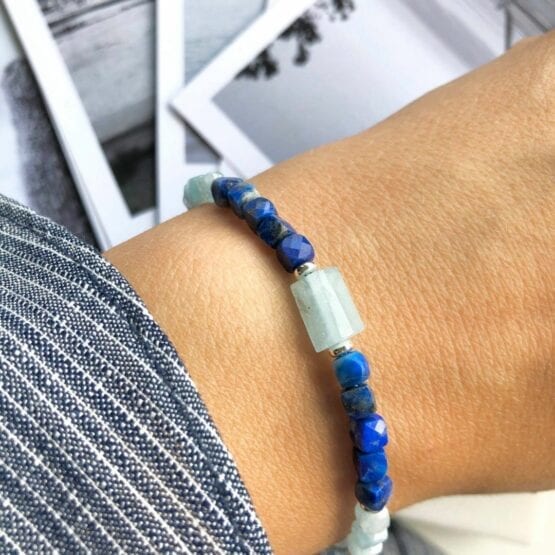 Bransoletka SILK akwamaryn, lapis lazuli