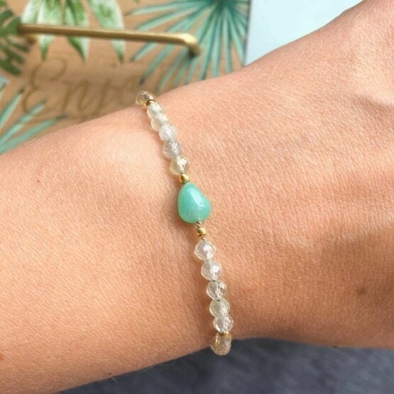 Bransoletka SILK chryzopraz, prehnit, cytryn