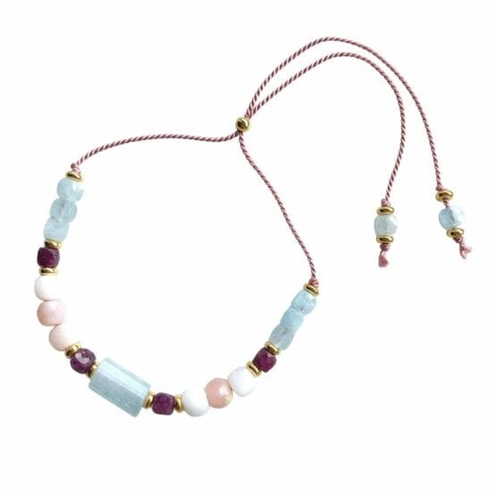 Bransoletka SILK akwamaryn, opal, rubin