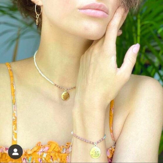 Bransoletka PALM akwamaryn, turmalin, perła