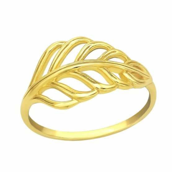 Pierścionek LIŚĆ pozłacany