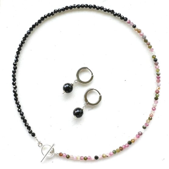 Naszyjnik choker SIMPLE turmalin mix/black
