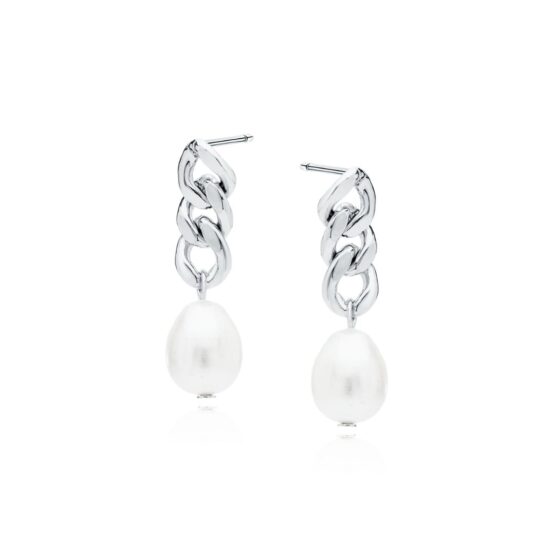 Kolczyki perełki na łańcuszku