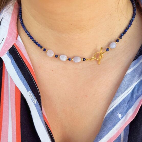 Naszyjnik BLUE chalcedon i lapis lazuli