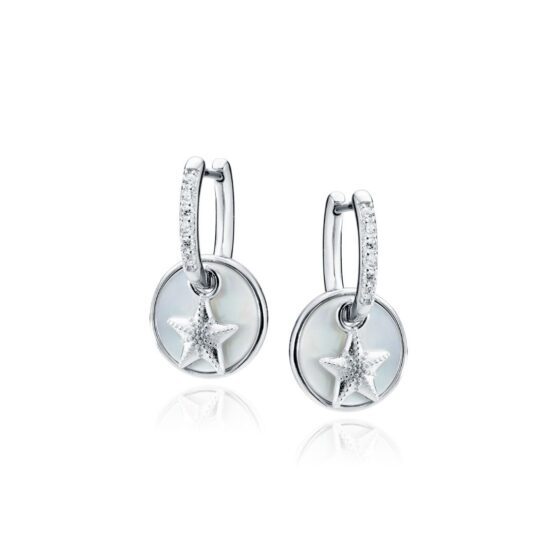 Kolczyki STARFISH z masą perłową i cyrkoniami sr