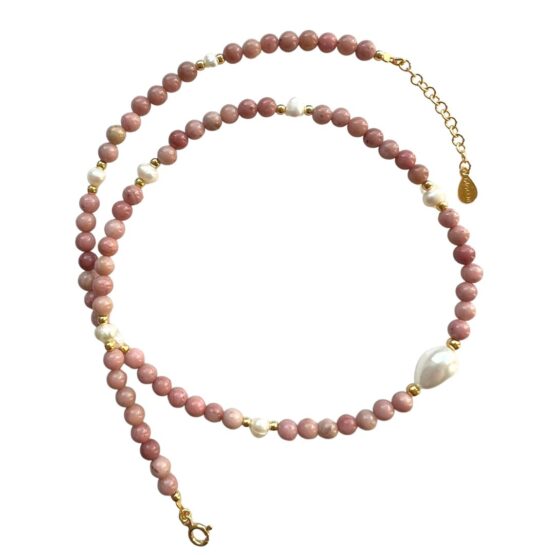 Naszyjnik BRIDE rodonit, perła