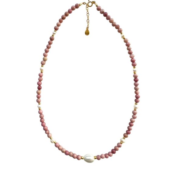 Naszyjnik BRIDE rodonit, perła