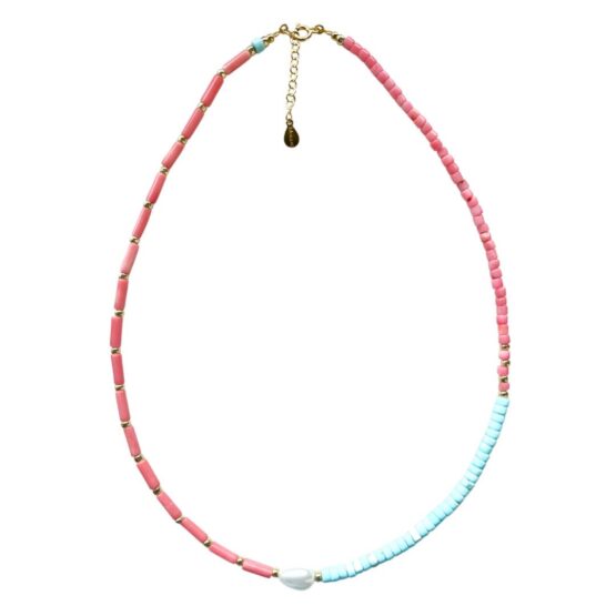 Naszyjnik GOOD VIBES koral, magnezyt i perła