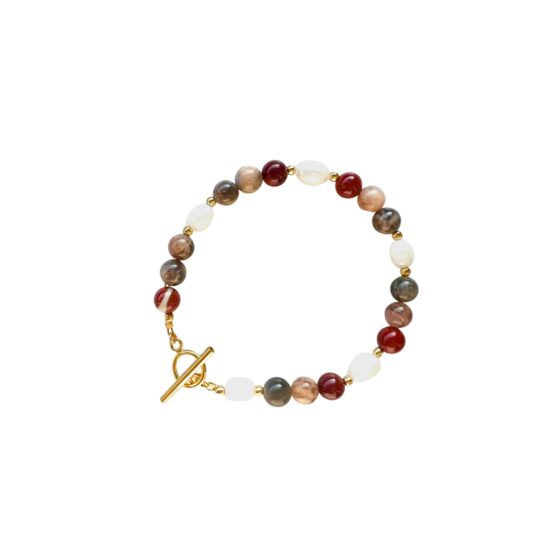 Bransoletka RELIEF perła, mokait, słoneczny