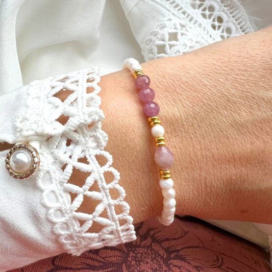 Bransoletka RUBY perła, rubin, agat