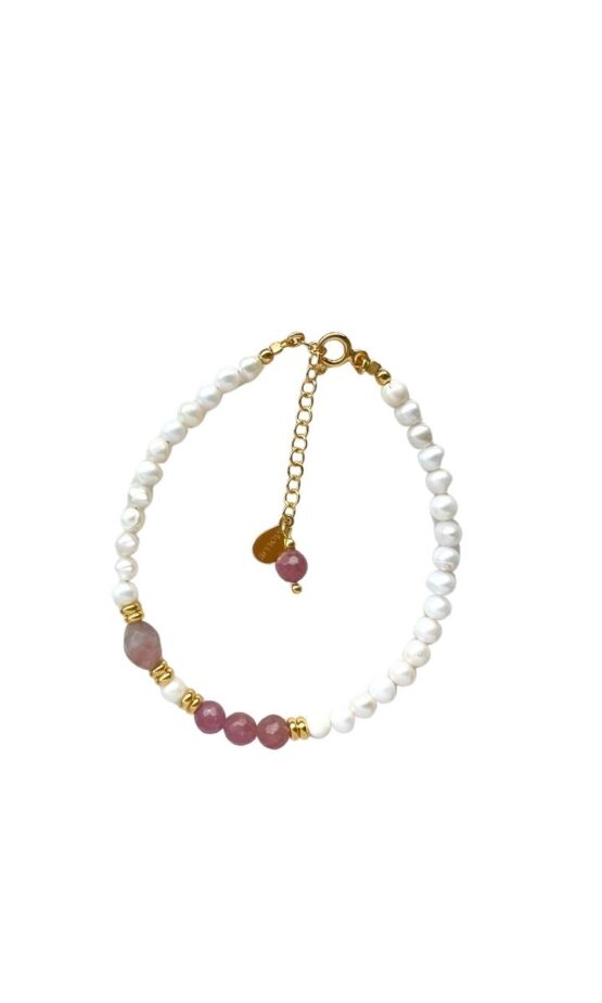 Bransoletka RUBY perła, rubin, agat