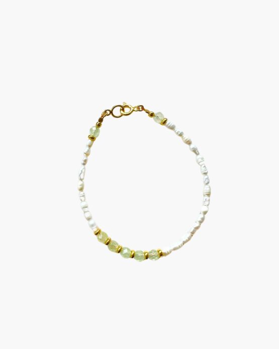 Bransoletka PREHNIT perłowy