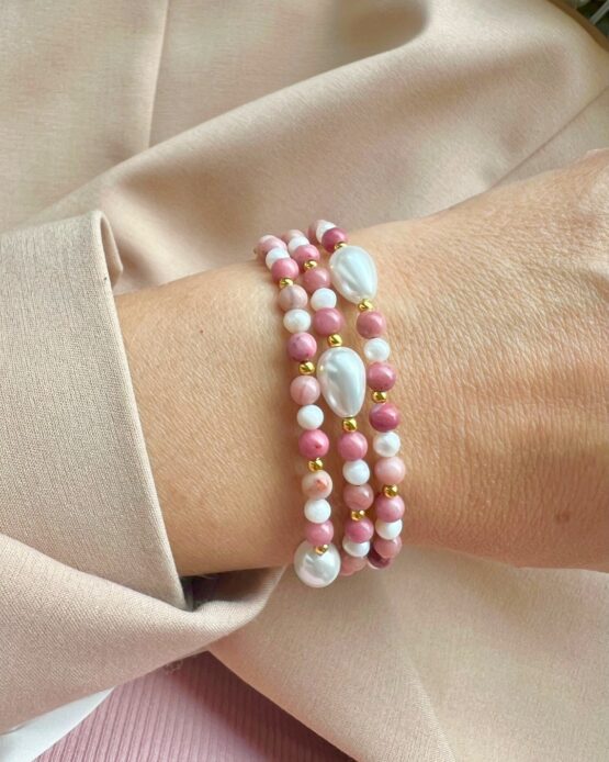 Bransoletka BRIDE rodonit, perła